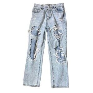 PacSun busted knee's light wash straight leg SZ 29" waist 5 button up in EUC